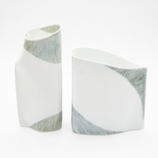 Kunstvaas Duo Rosenthal Studio Linie Ontwerp Johan van Loon 1982 Fijn Porselein