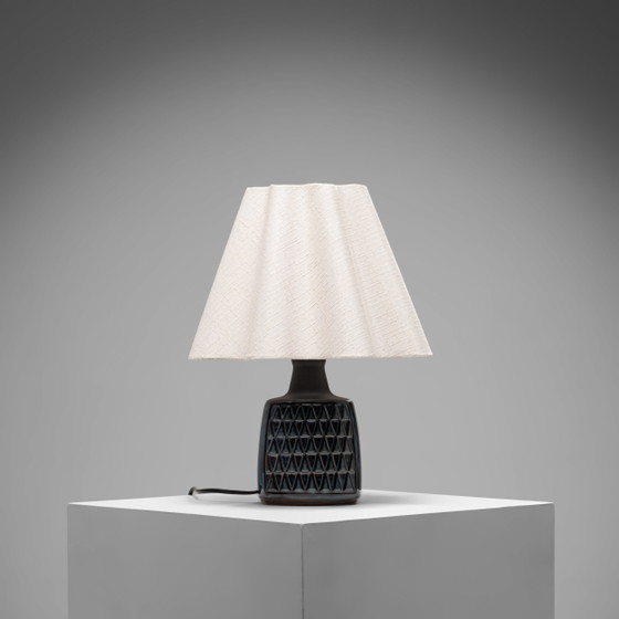 Blaue glasierte Steingut Tischlampe von Einar Johansen für Søholm Stentøj, Dänemark, 1960er, Johansen (Einar) (Foto 3 von 7)