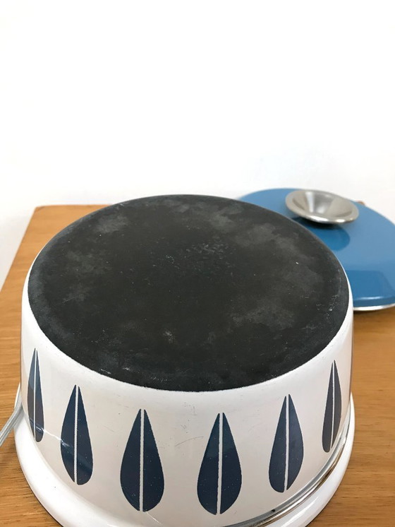 Image 1 of 60s 70s Vintage Cathrineholm of Norway Enamel Lotus Saucepan