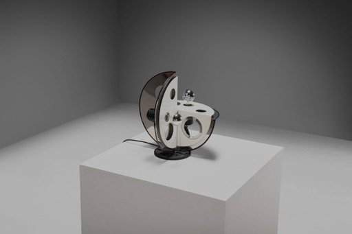 Lampe de table géométrique en métal et chrome, par Esperia, Italie, années 1970
