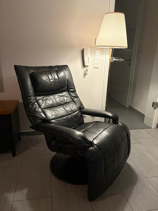 Percival Lafer Postmoderner brasilianischer schwarzer Loungesessel aus Leder