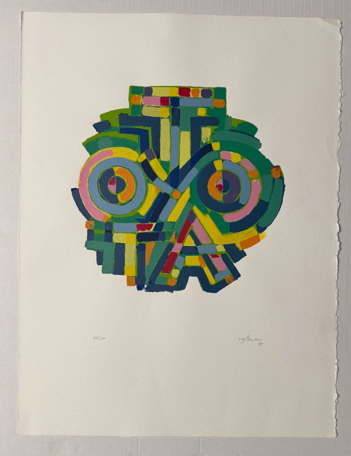 Serigrafía Sami Burhan 57x76cm Abstracción Geométrica, Arte Moderno