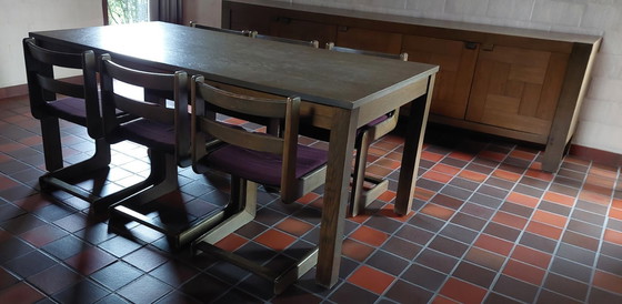 Image 1 of Complete Dining Room Set with Buffet Cabinet, Bar Cabinet, Extendable Table, and Set of Chairs Casala Cantilever