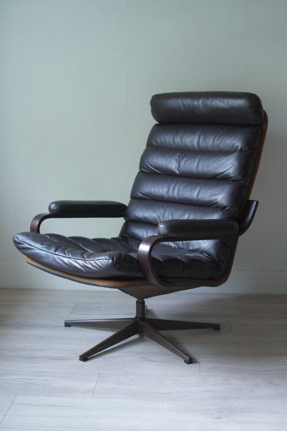 Rare Paire de Fauteuils Lounge Pivotants Georg Thams des Années 70 pour A/S Vejen Polstermøbelfabrik - (photo 4 of 15)