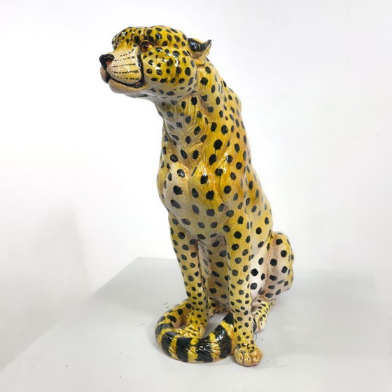 Image 1 of Vintage Terra Cotta Luipaard/Cheetah Beeld italiaans 60s