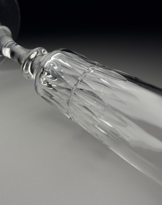 Image 1 of Set van 5 Val Saint Lambert Théodora kristallen champagneflutes – Antiek handgeslepen kristal, gedocumenteerd in de catalogus va