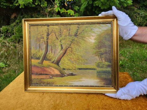 Vintage Boslandschap Olieverfschilderij op Canvas