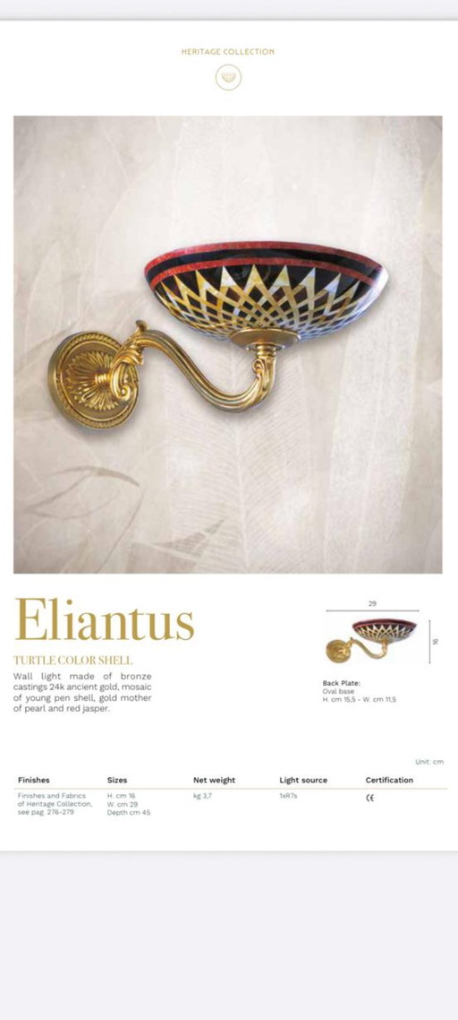 3 Laudarte wall lights, luxury lamps, bronze, 24k gold plated