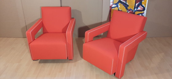 Image 1 of Cassina 2 Poltrona 637 Utrecht Nuova Mai Usata Lampo Rosso Lana 13L