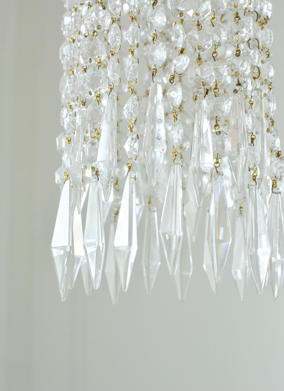 Lampadario vintage Jablonecke Sklarny in vetro boemo, ottone massiccio, 3 luci, anni '70 – Glass (photo 4 of 6)