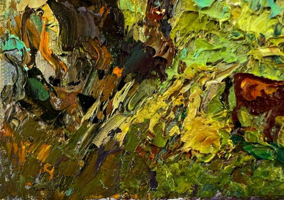 Original Oil Painting Nature Day Landscape In The Shade Of The Trees – Paintings & Drawings, Canvas (photo 6 of 8)