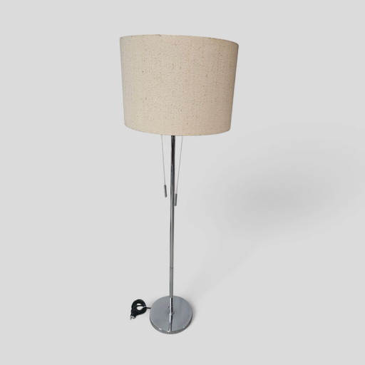 Vintage Erco chrome floor lamp Floor lamp Fabric shade Beige 1970s