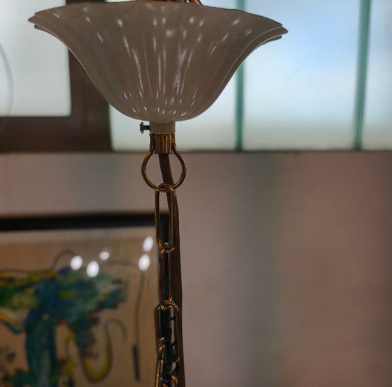 Image 1 of Toleware Italy, 6-arm floral chandelier, ceiling light, 1960s