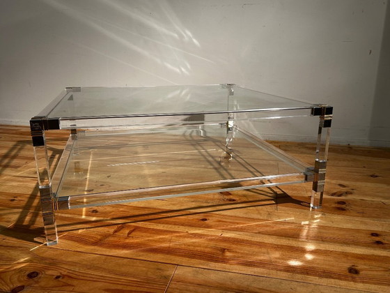 Vintage Coffeetable, Plexiglas Met 2 Glazen Leggers '80's – Salontafels (photo 15 of 15)