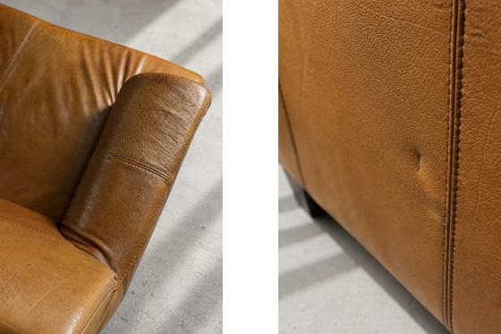 Vintage driezitsbank van bruin leer in industriële mid-century modern stijl, jaren 60. – 3-5 zitsbanken (photo 25 of 26)