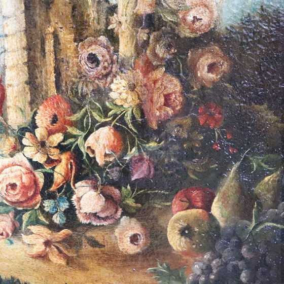 Image 1 of Antique Still Life Painting, Oil on Canvas, Italy 19th Century