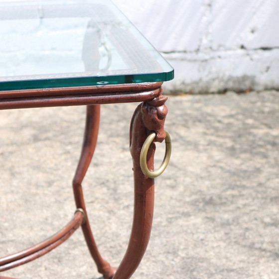 Image 1 of Tavolino da caffè francese d'epoca in ferro e vetro - Tavolino da cocktail - Tavolino da salotto - Anni '80