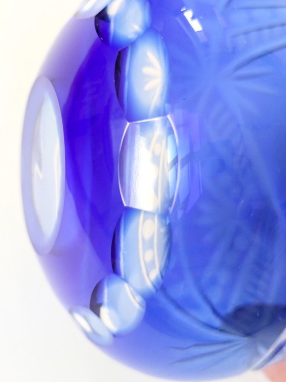 Image 1 of Vintage Cobalt Blue Cut Glass Goblets, Römer Style, Set of 4