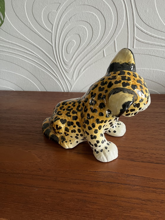 Image 1 of Set of 2 Italian Vintage Hand-Painted Ceramic Tigers