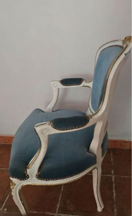 Image 1 of poltrona in velluto Luigi XV