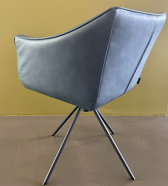 Image 1 of 4x Tulip Label van den Berg swivel leather dining chairs