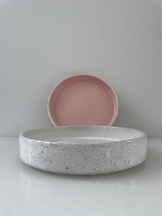 Image 1 of Keramieken Schalen Set 2 Wit Roze Glazuur