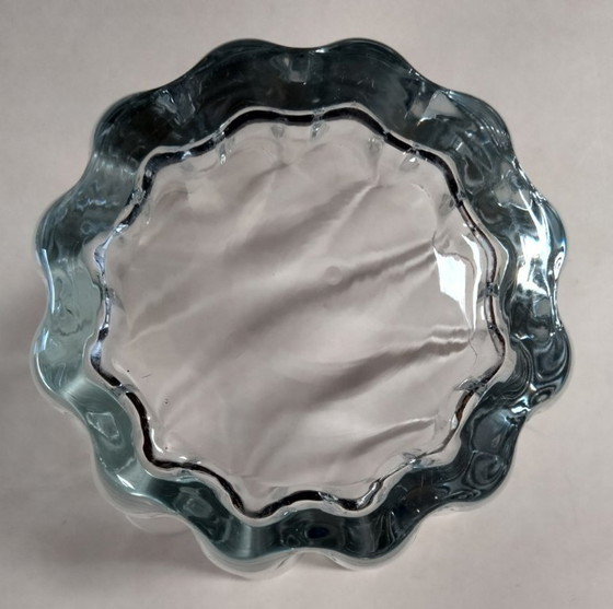 Image 1 of Large Glass Bowl/Vase of Wavy Crystal Glass