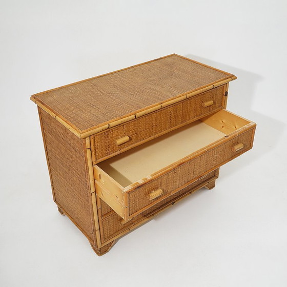Image 1 of Bamboo and woven wicker chest of drawers, 1970s