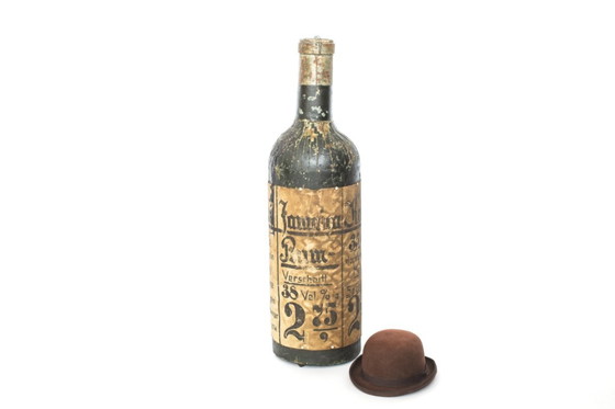 Image 1 of Vintage paper Deco | very old 1940 Bottle cardboard | 102cm high | Pub | Germany Korn Alcohol Rum Liqueur German Schnapps