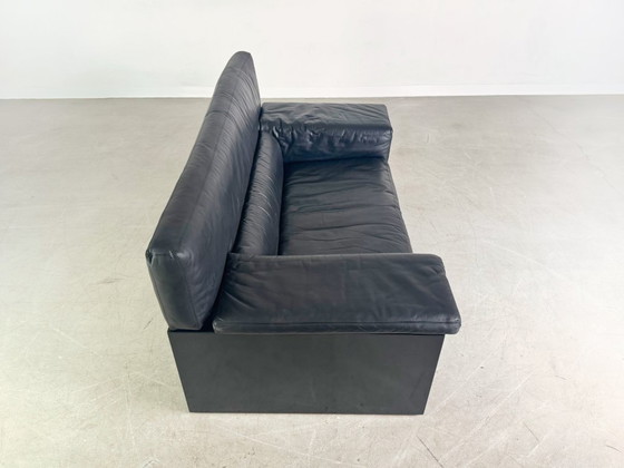 Image 1 of Original Knoll Brigadier two-seater leather black Cini Boeri 1980