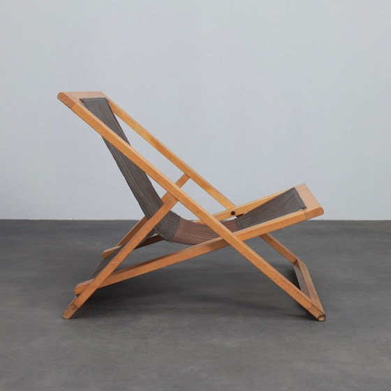 Image 1 of Modernist Folding Lounge Chair with Wooden Frame, 1970s