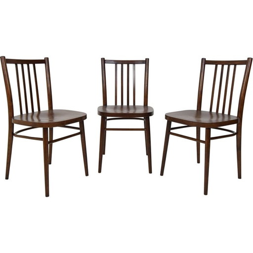 Set di 3 sedie in legno di metà secolo di Ton, Cecoslovacchia, anni '60