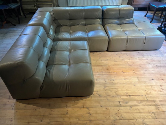 B&B Italia, Tufty time, graugrünes Leder (AF152), 3-teiliges Set, Top-Zustand, Modulare Sofas (Foto 8 von 19)