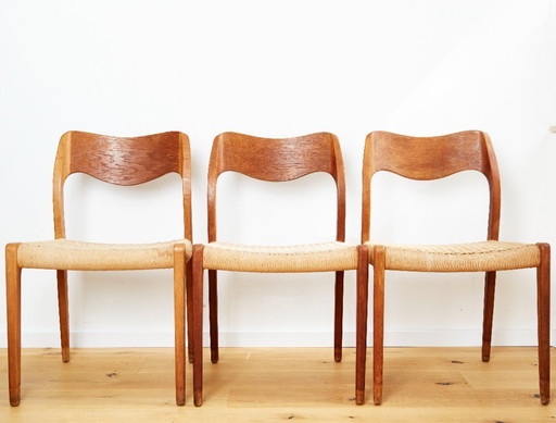 Niels O. Møller eetkamerstoelen nr. 71 voor J. L. Møller, set van 3