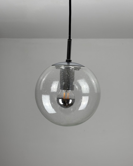 Image 1 of Vetro anni &#39;60, Limburgo, Lampada vintage di metà secolo, Vetro a bolle, Lampada a sospensione, Germania, Minimalismo, Era s