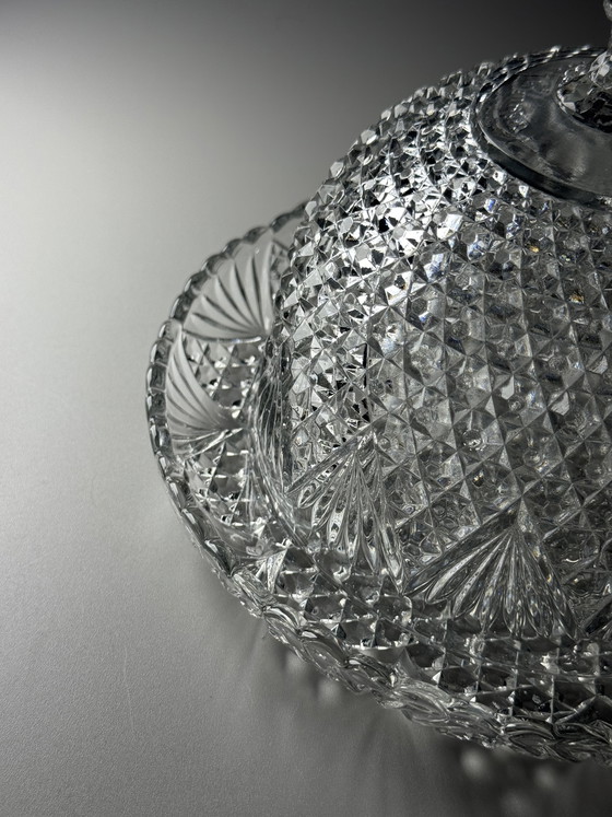 Image 1 of Campana para queso/mantequilla de vidrio prensado estilo Art Déco – Verreries de Scailmont, Bélgica, década de 1930