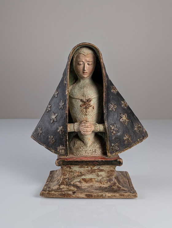 Image 1 of Polychrome Terracotta Mater Dolorosa Sculpture, 18th Century