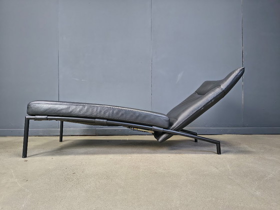Image 1 of Chaise longue vintage in pelle nera di Peter Mally per Cor, anni '90