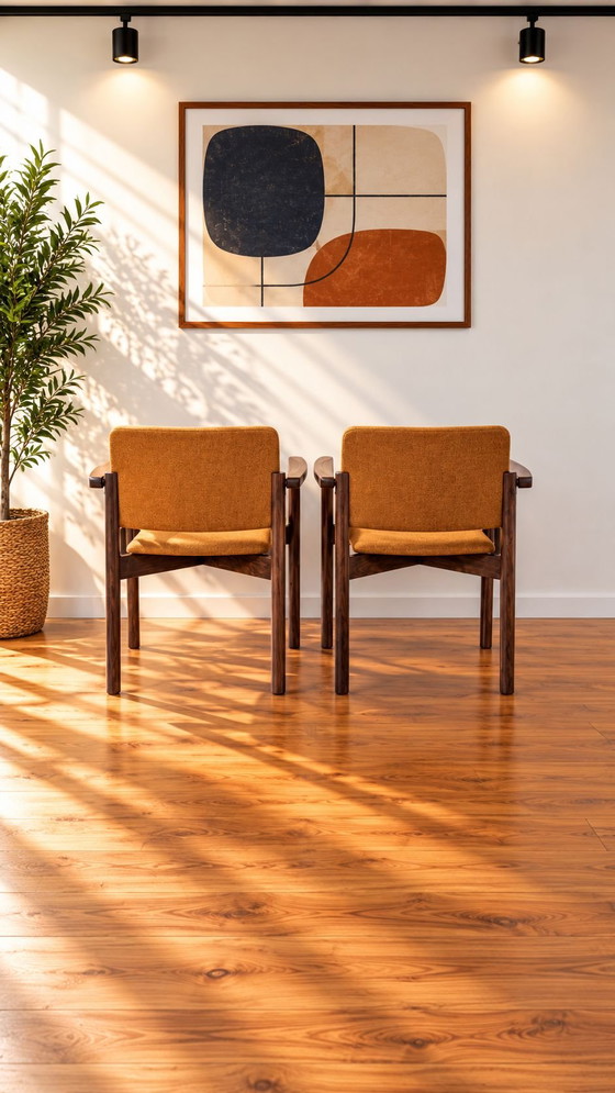 6 sedie da pranzo vintage Kush+co design scandinavo, Tessile, Legno, Marrone (foto 5 di 10)
