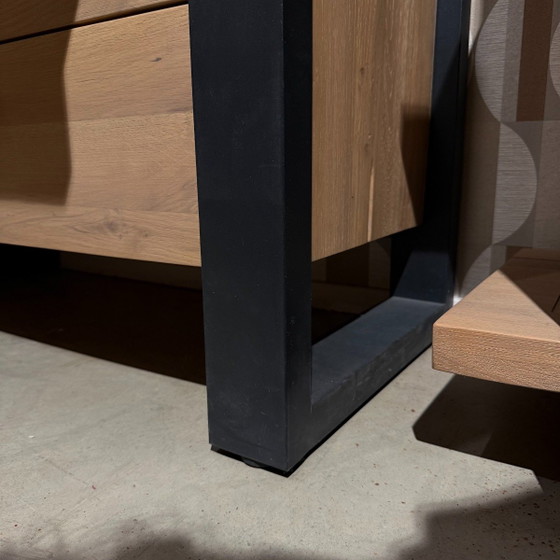 Meuble Verato - 1 porte, 3 tiroirs, 4 compartiments ouverts - Gris naturel – Pronto Wonen, Bibliothèques, Wood (photo 3 of 3)