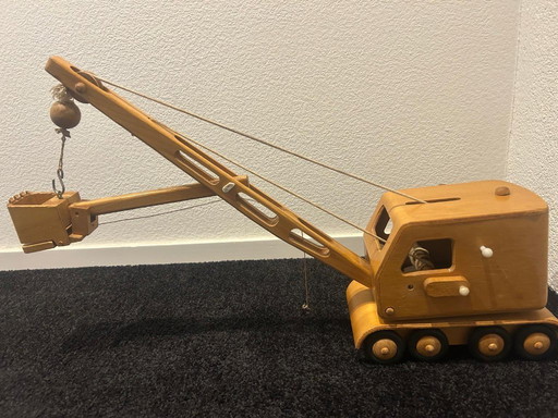 Vintage DDR Houten Kraan - Friedrich Fröbel Werdau (FWF) - Museumkwaliteit Zeldzame Design Klassieker: FWF Houten Dragline/Kraan