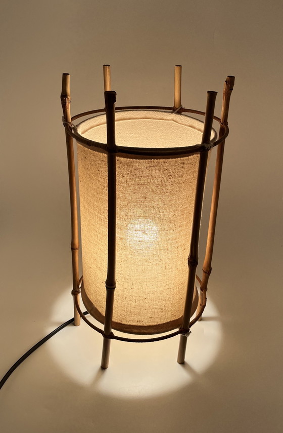 Image 1 of Vintage bamboo table lamp – French Mid-Century – in the style of Louis Sognot