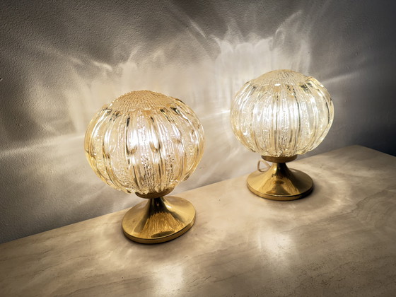 Image 1 of Mid Century Set van 2 Wortmann & Filz glazen tafellampen, 1970