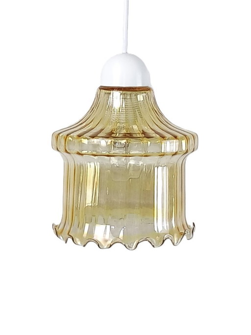 Lampadario a sospensione in vetro di Murano Venini, stile UFO, stile spaziale, stile atomico, vintage, anni '50, italiano.