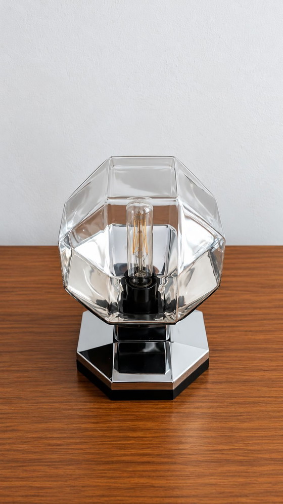 Lot of 11 Motoko Ishii Staff Leuchten Table lamps, Glass, Plastic, Silver (photo 7 of 10)