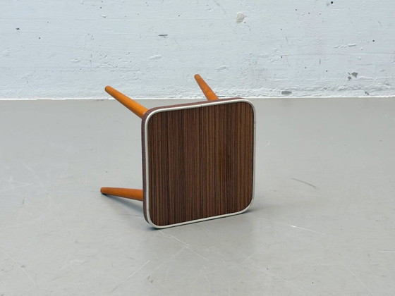 Image 1 of Postmodern plant stand / flower stool with wood veneer, 1970s–1980s
