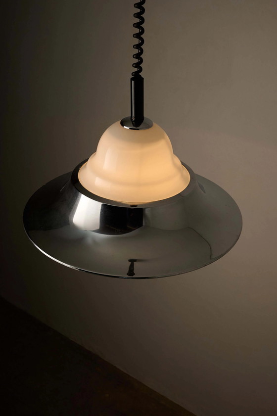 Lampe à suspension réglable chromée et verre opalin Modèle 7565 par Cosack, Cosack Leuchten, Plafonniers (photo 6 sur 6)