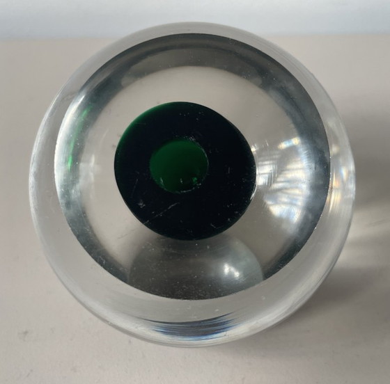 Image 1 of Murano - Vintage handgeblazen donkergroen glasobject