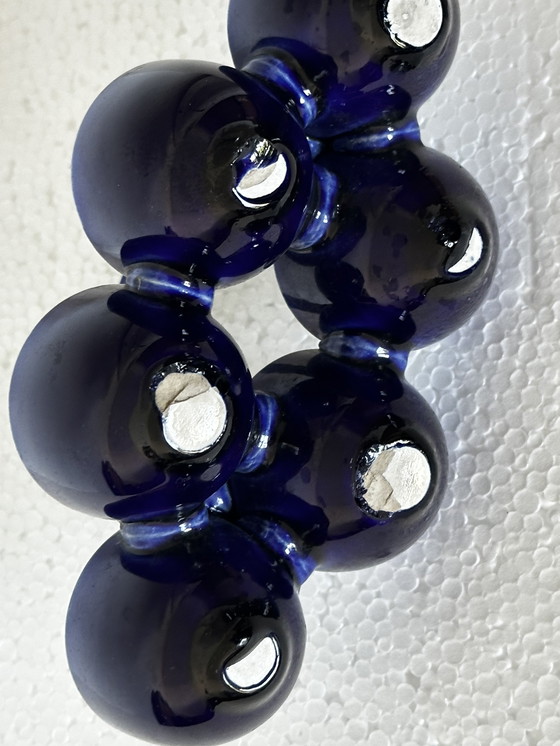 Image 1 of Juego de hueveras de loza azul cobalto y blanca, circa 1900, taller de Georges Dreyfus