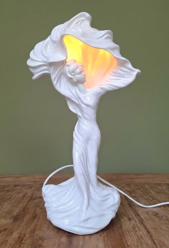 Lampe unique en céramique Italie, Blanc, Art Nouveau (photo 2 sur 10)